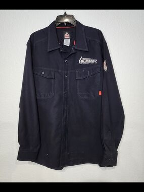 BULWARK IQ SERIES FIRE RESISTANT Navy Work Shirt Jacket with Logo